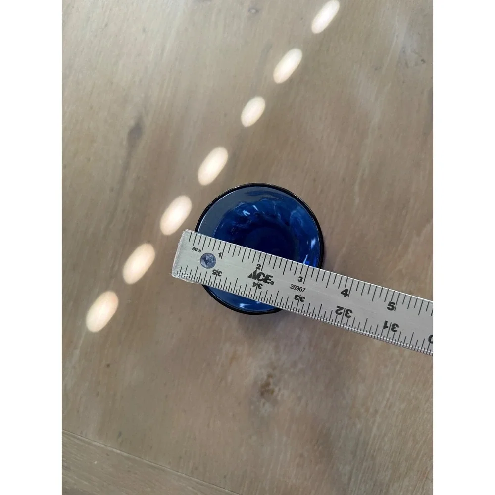 Vintage Cobalt Blue Hand Blown Glass Bud Vase Bulbous Base Flared Rim‎ 5
